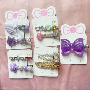 New 9 pieces bundle shiny sparkly pearl hair clips barrettes hair accessories 4